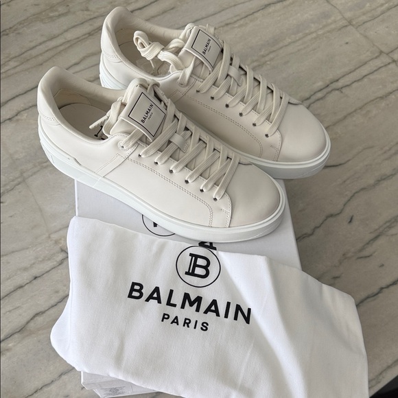 Balmain Shoes - Balmain White/Silver Branded Shoe